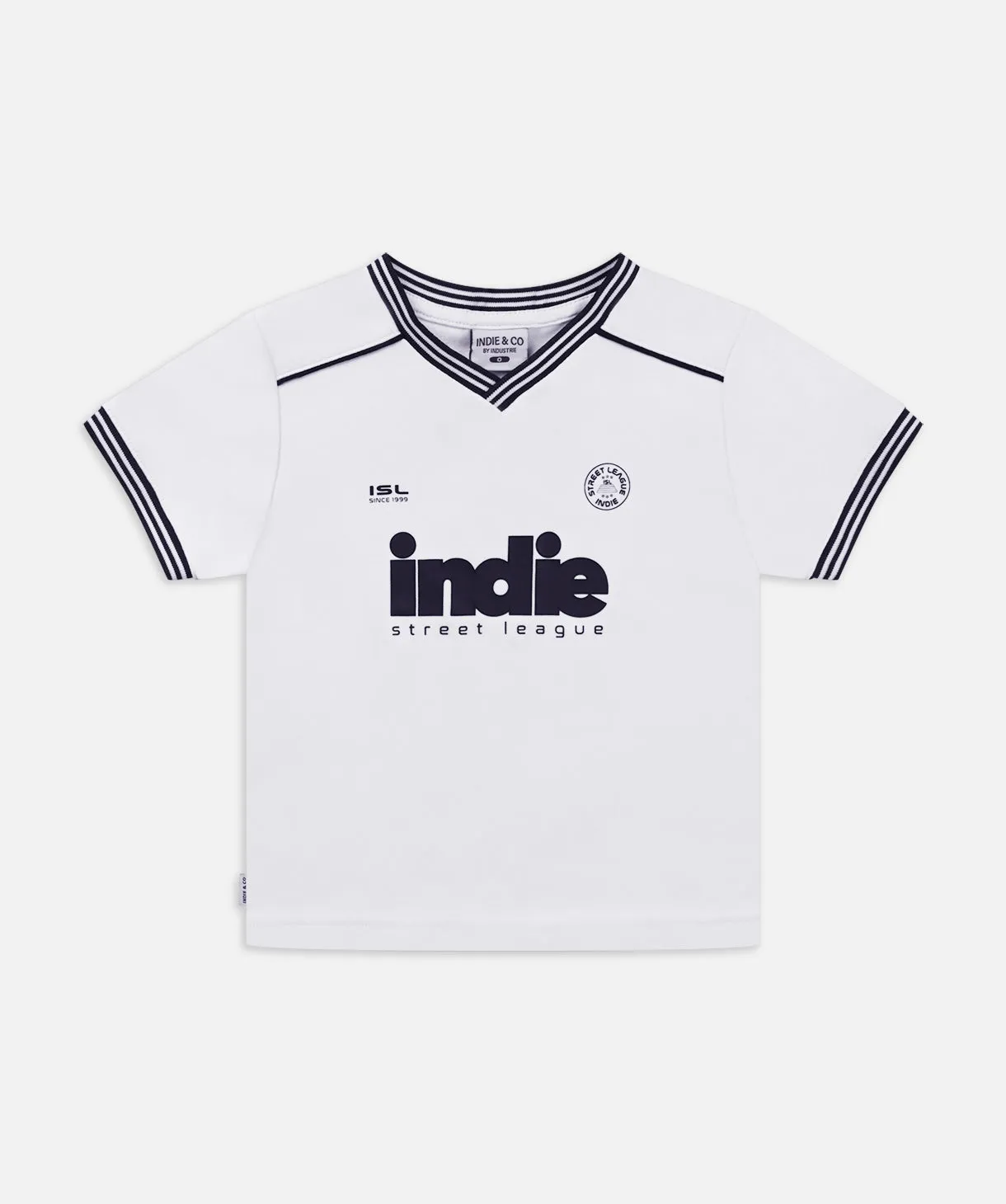 The League Tee - White Navy