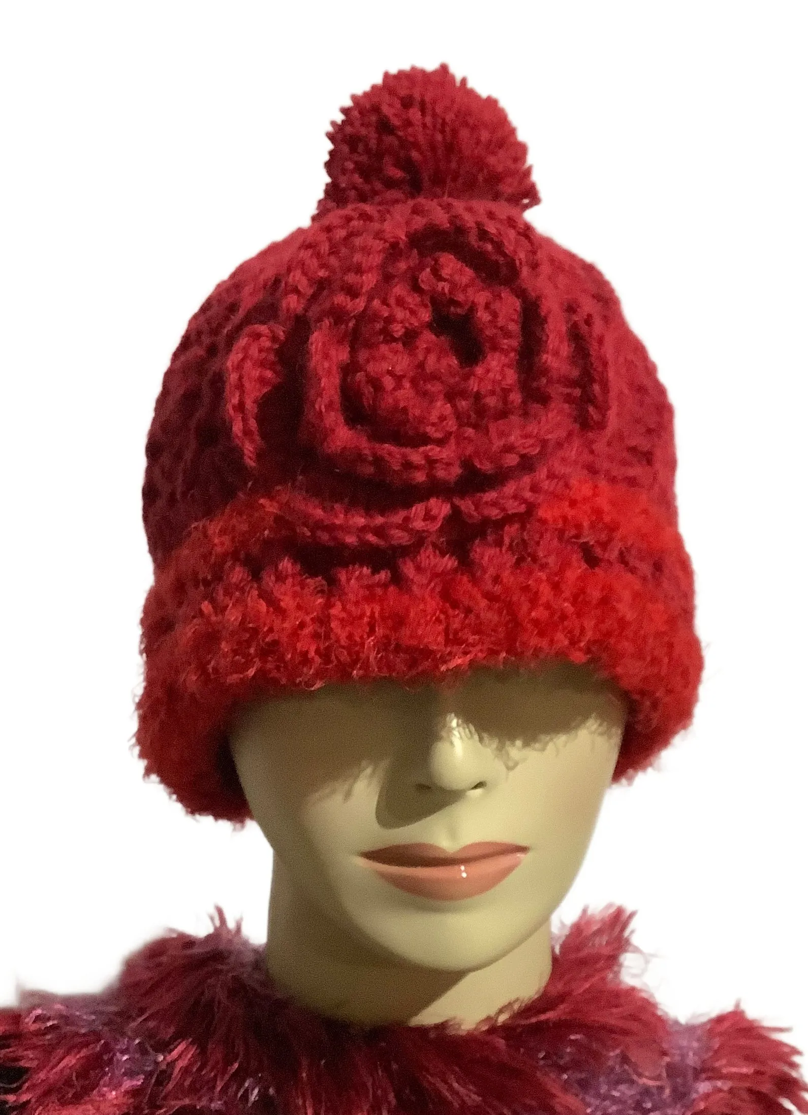 THE RED ALPACA HAT, handmade, crochet, alpaca yarn, woman size, made in USA