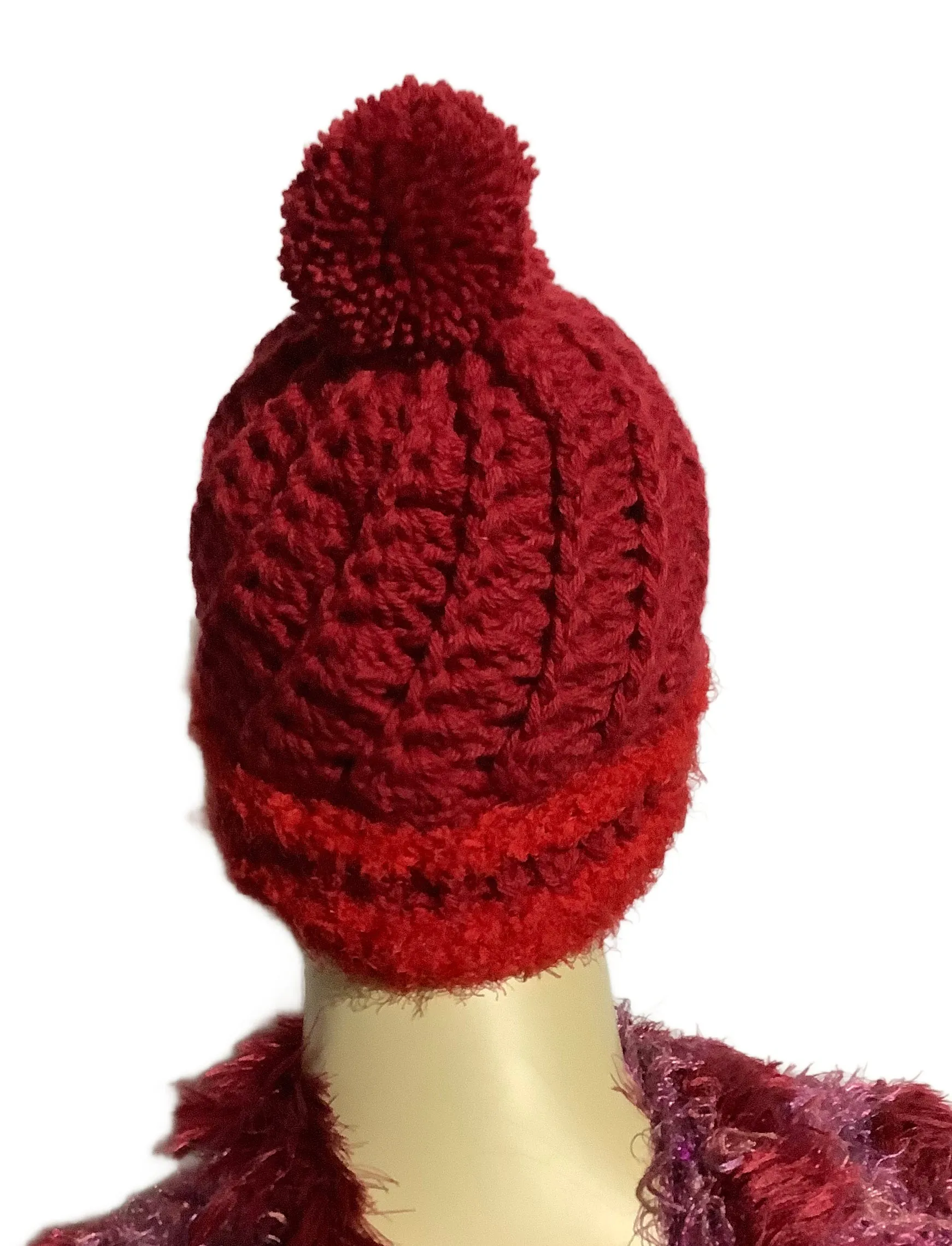 THE RED ALPACA HAT, handmade, crochet, alpaca yarn, woman size, made in USA