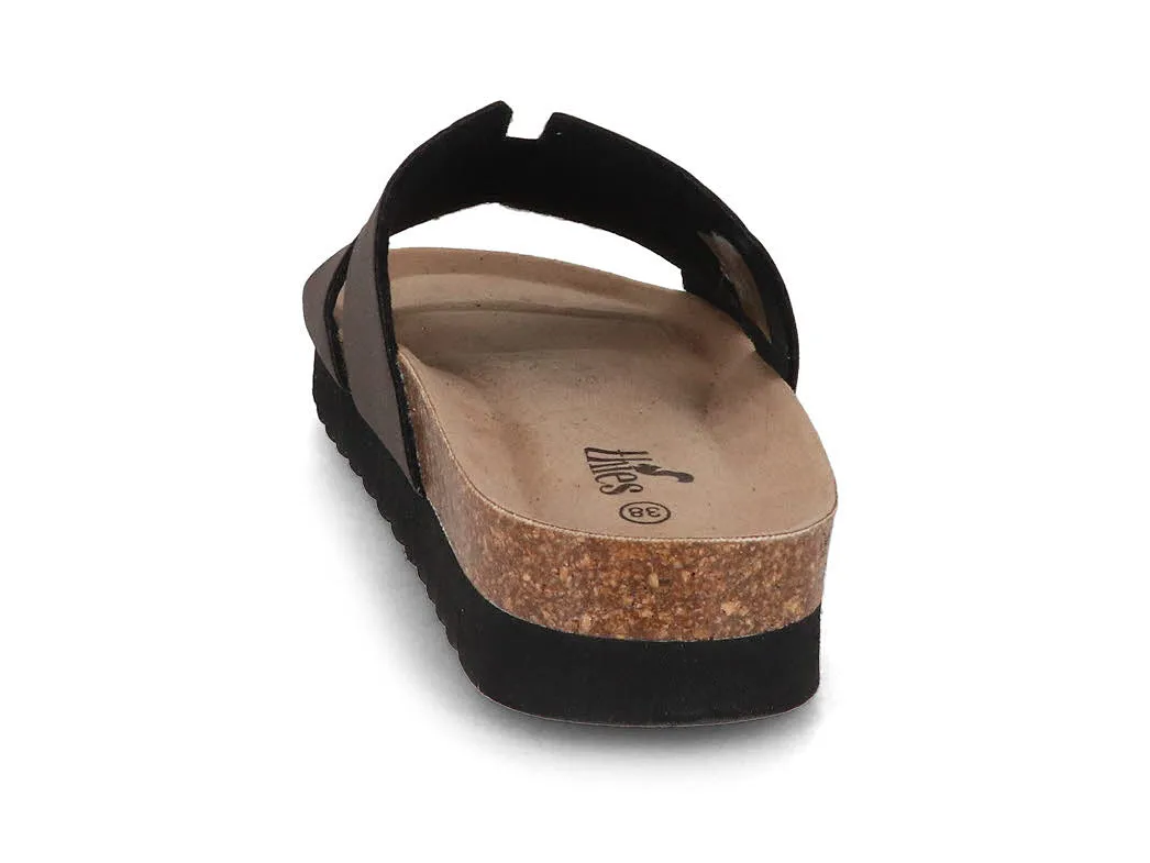 Thies Women Eco Bio Platform 'Pool Sandals', charcoal