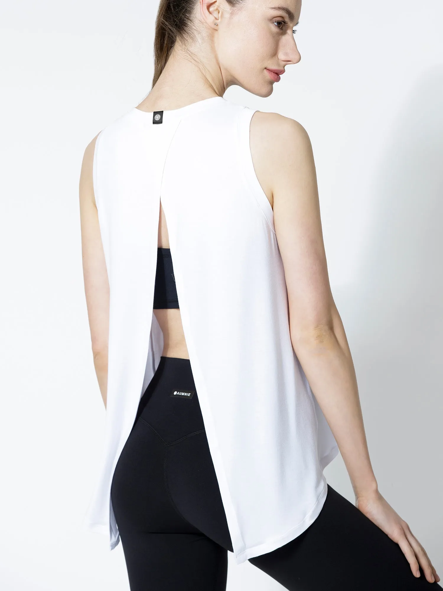 TIE BACK TRAINING TANK, WHITE