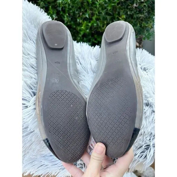 Tory Burch Grey Blue Cap Toe Flats Size 10.5