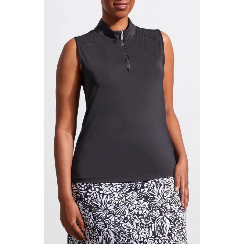 Tribal Sleeveless Zip Mock Top