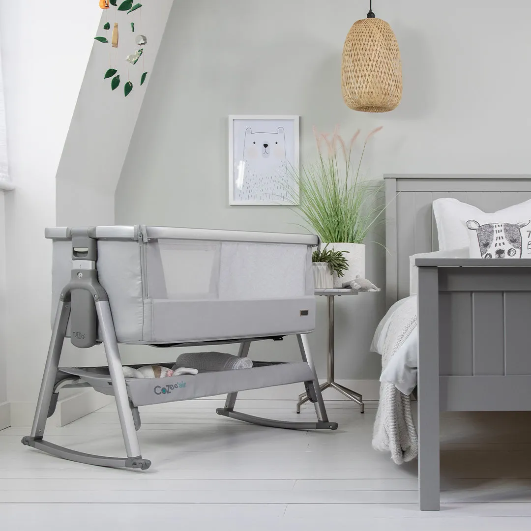 Tutti Bambini Cozee Bedside Crib With Rocking Feet - Space GRY/SLVR (1 year warranty)