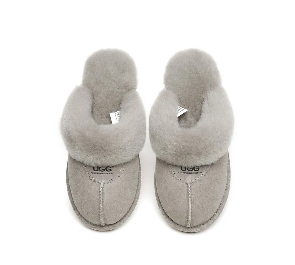 UGG Double Face Sheepskin Wool Scuff Slippers Waffle