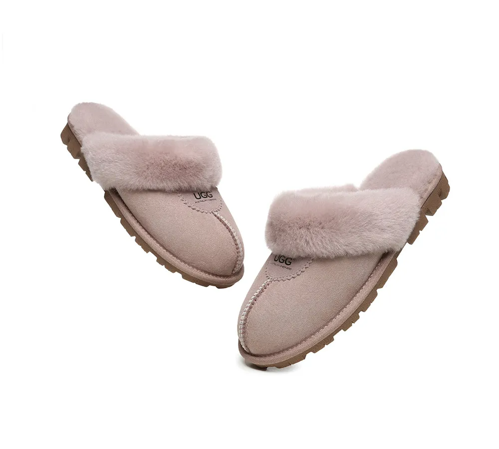 UGG Double Face Sheepskin Wool Scuff Slippers Waffle