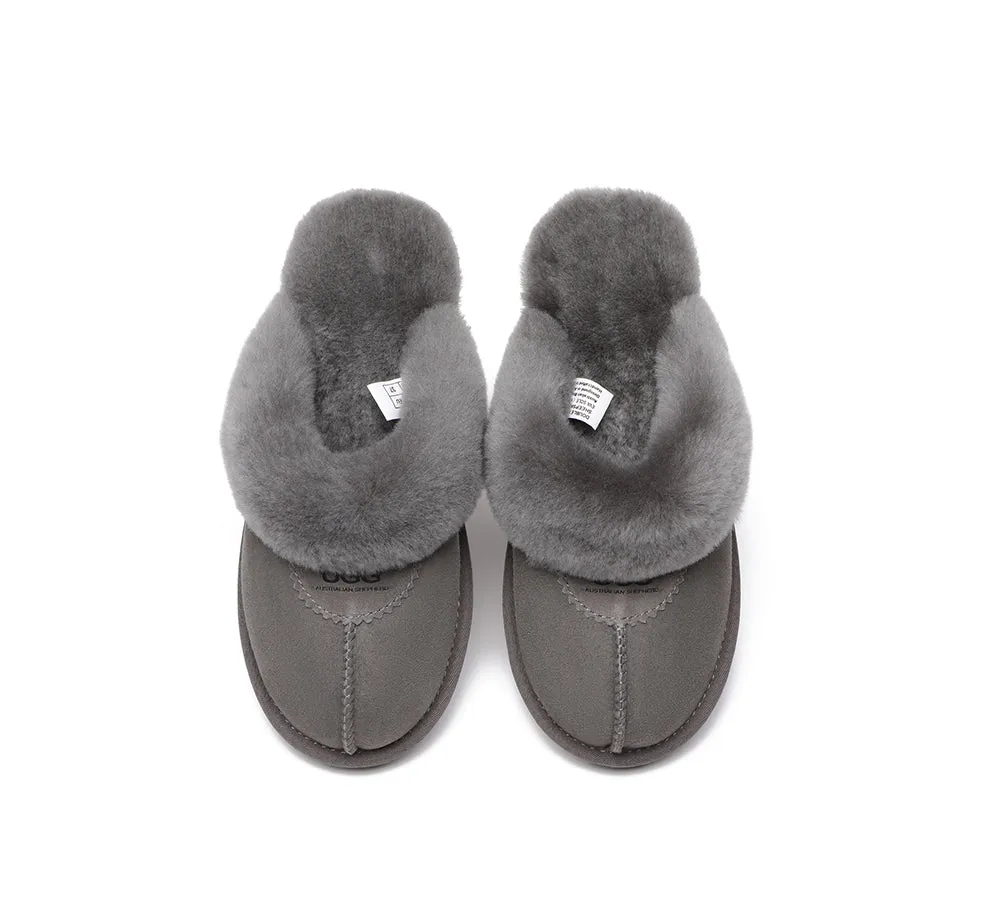 UGG Double Face Sheepskin Wool Scuff Slippers Waffle