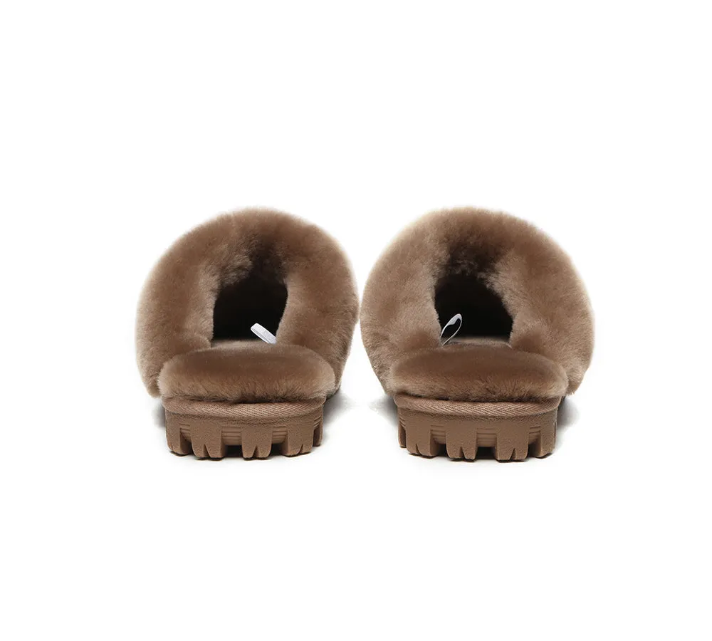 UGG Double Face Sheepskin Wool Scuff Slippers Waffle