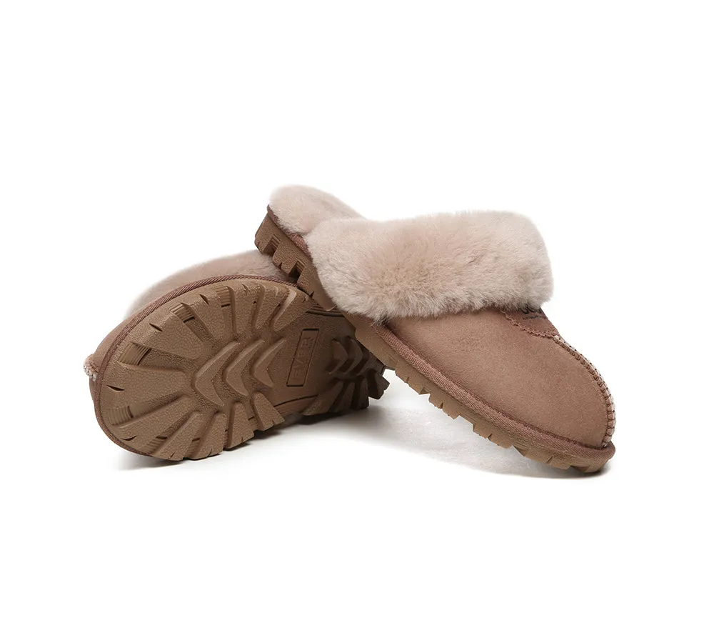 UGG Double Face Sheepskin Wool Scuff Slippers Waffle