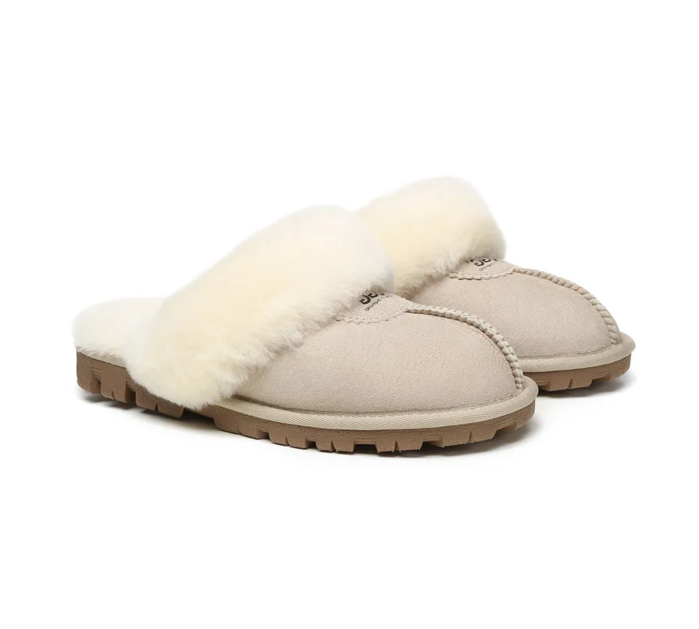 UGG Double Face Sheepskin Wool Scuff Slippers Waffle