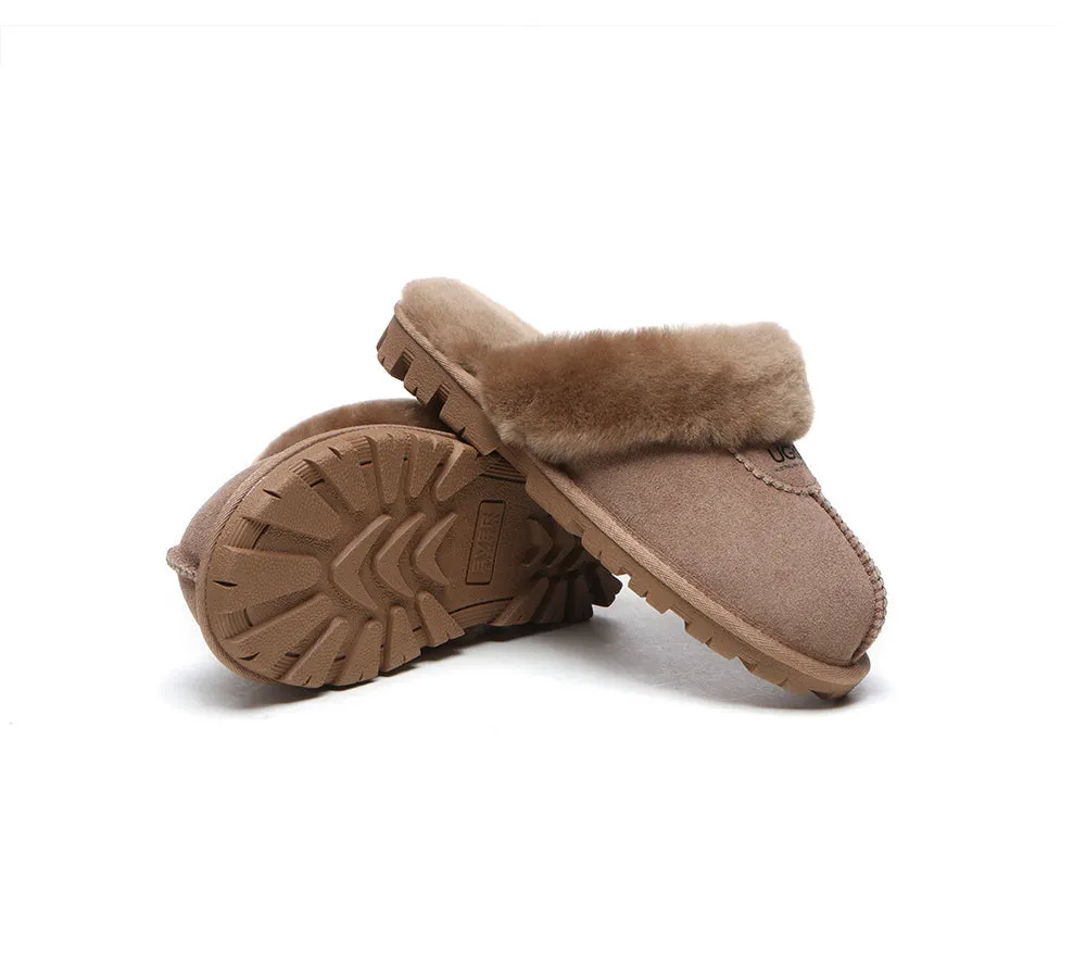 UGG Double Face Sheepskin Wool Scuff Slippers Waffle