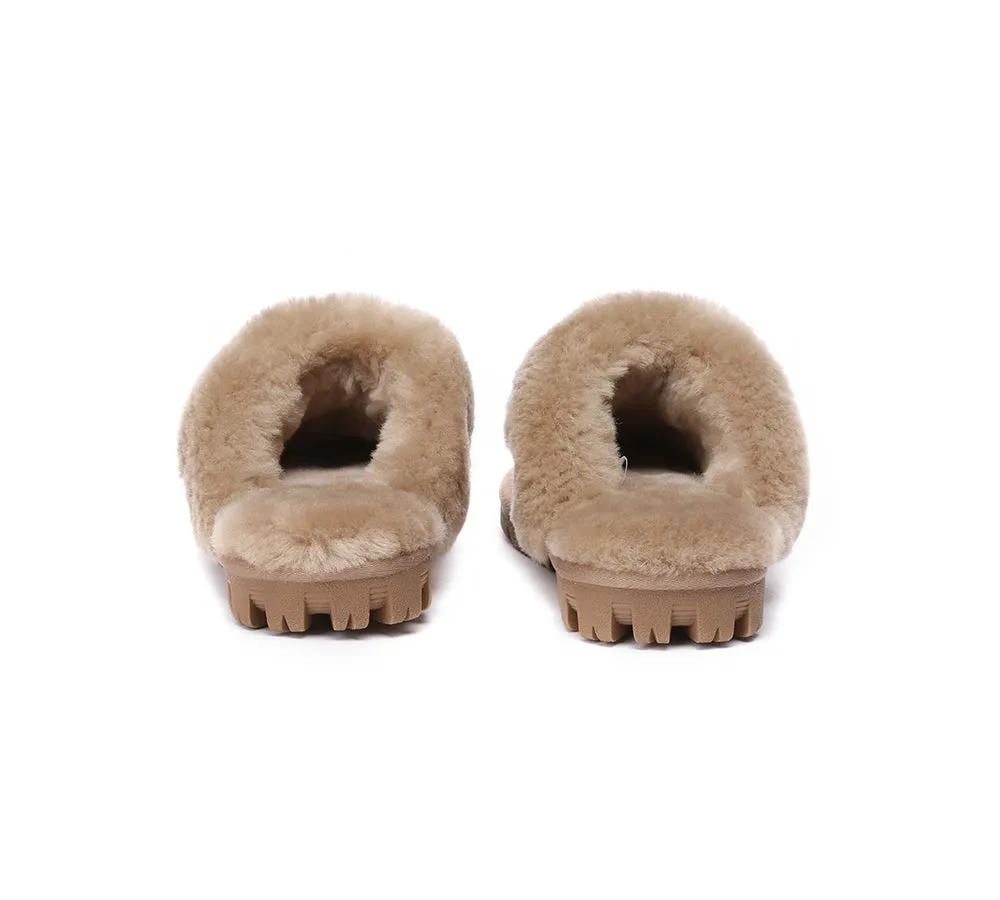 UGG Double Face Sheepskin Wool Scuff Slippers Waffle