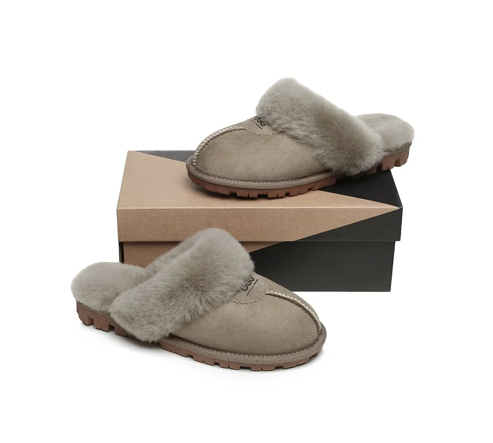 UGG Double Face Sheepskin Wool Scuff Slippers Waffle