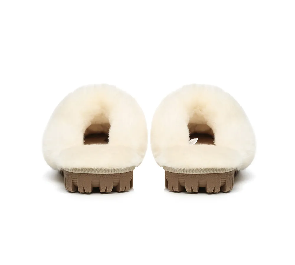 UGG Double Face Sheepskin Wool Scuff Slippers Waffle