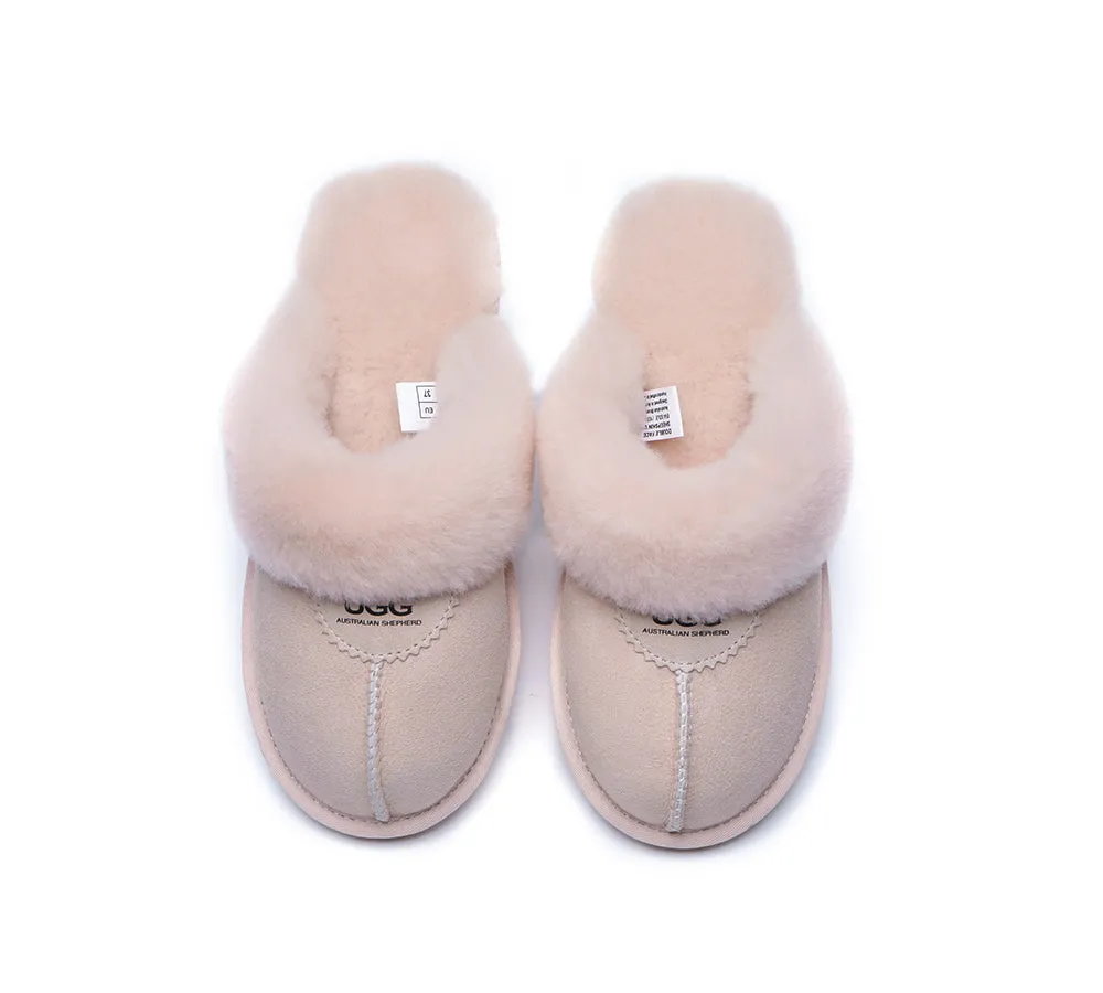 UGG Double Face Sheepskin Wool Scuff Slippers Waffle