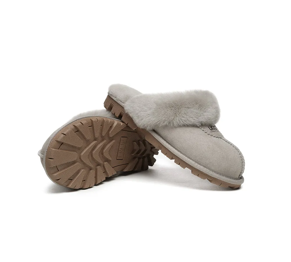 UGG Double Face Sheepskin Wool Scuff Slippers Waffle