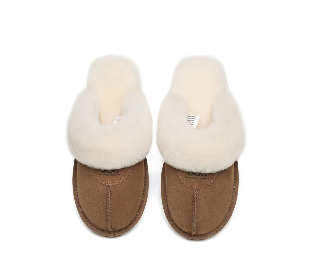 UGG Double Face Sheepskin Wool Scuff Slippers Waffle