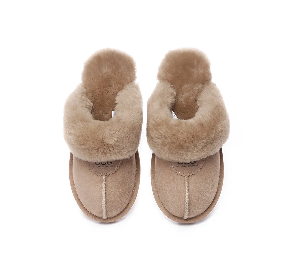 UGG Double Face Sheepskin Wool Scuff Slippers Waffle