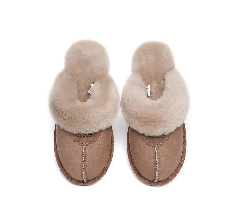 UGG Double Face Sheepskin Wool Scuff Slippers Waffle