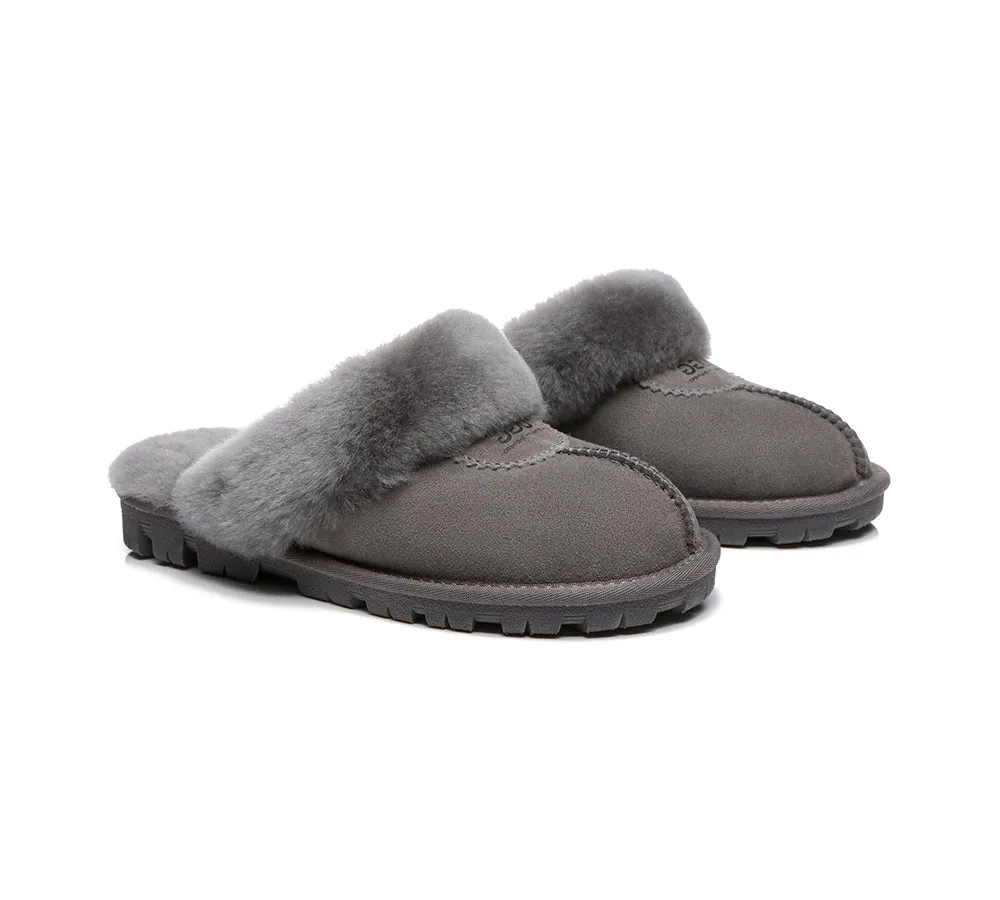 UGG Double Face Sheepskin Wool Scuff Slippers Waffle