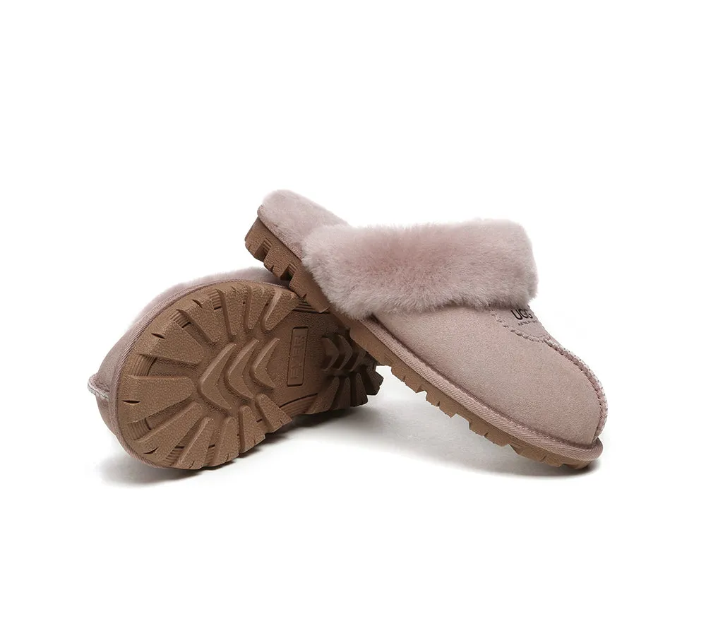 UGG Double Face Sheepskin Wool Scuff Slippers Waffle