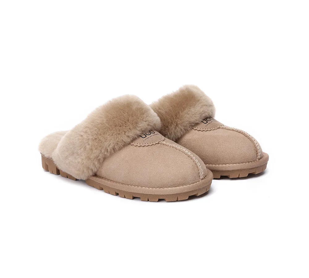 UGG Double Face Sheepskin Wool Scuff Slippers Waffle