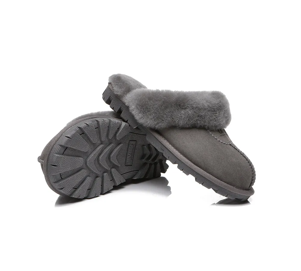UGG Double Face Sheepskin Wool Scuff Slippers Waffle