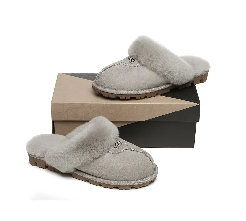 UGG Double Face Sheepskin Wool Scuff Slippers Waffle