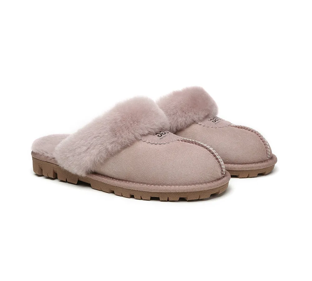 UGG Double Face Sheepskin Wool Scuff Slippers Waffle