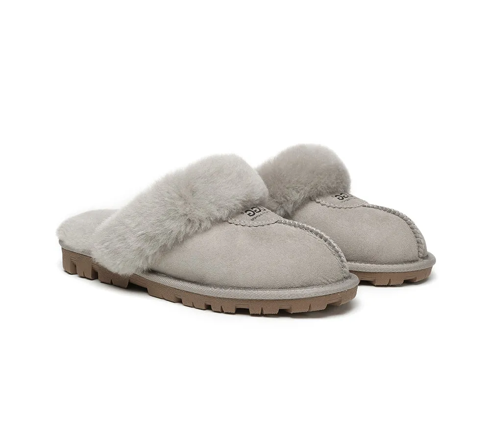 UGG Double Face Sheepskin Wool Scuff Slippers Waffle