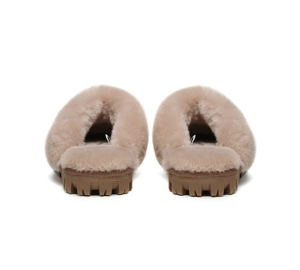 UGG Double Face Sheepskin Wool Scuff Slippers Waffle