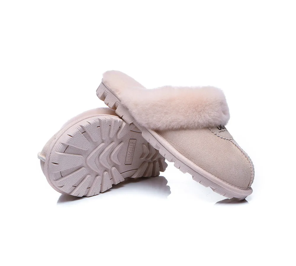 UGG Double Face Sheepskin Wool Scuff Slippers Waffle