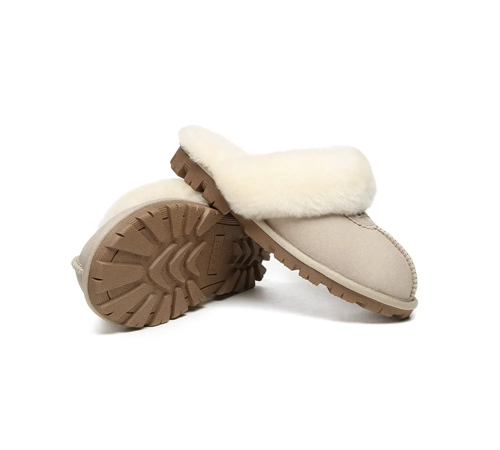 UGG Double Face Sheepskin Wool Scuff Slippers Waffle