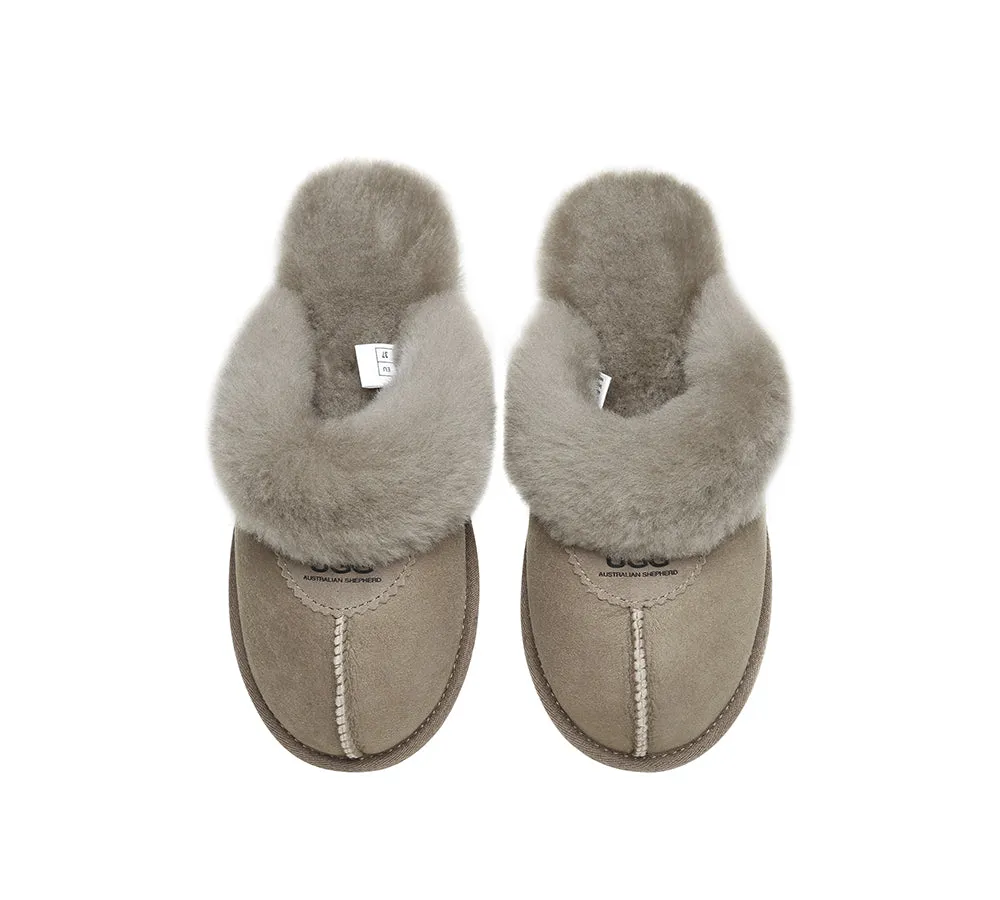 UGG Double Face Sheepskin Wool Scuff Slippers Waffle