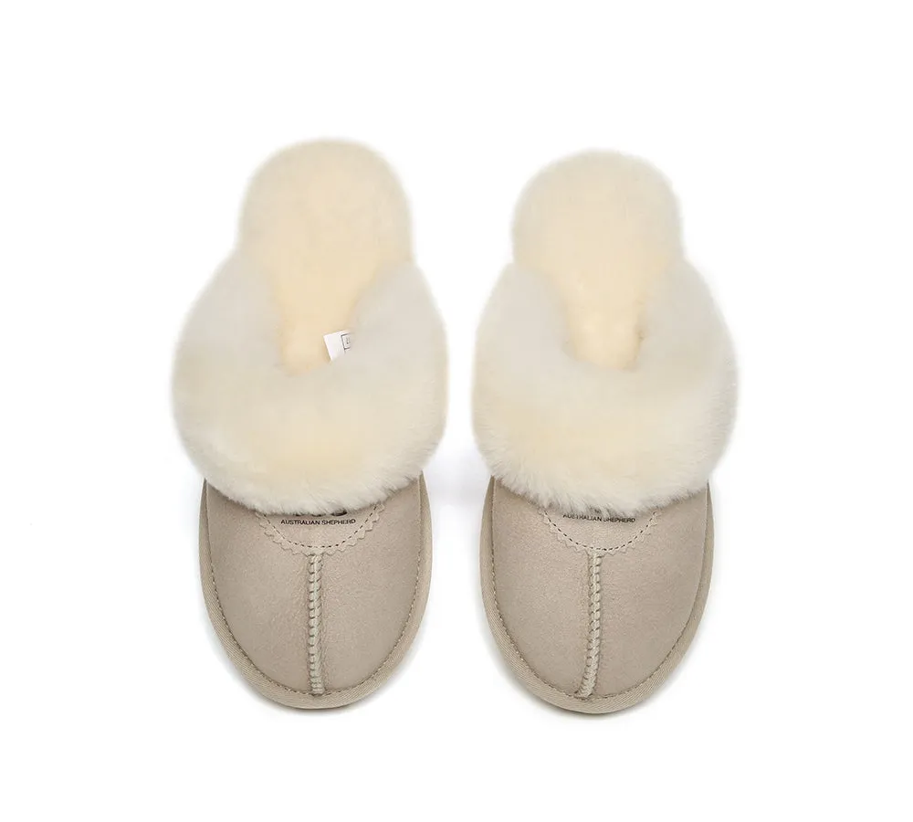 UGG Double Face Sheepskin Wool Scuff Slippers Waffle