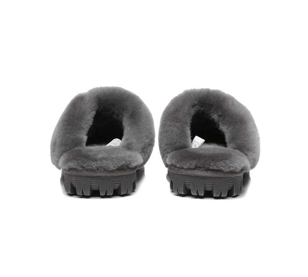 UGG Double Face Sheepskin Wool Scuff Slippers Waffle
