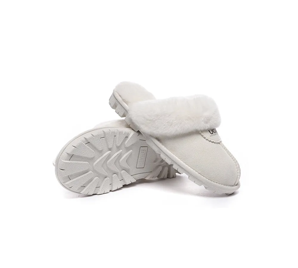 UGG Double Face Sheepskin Wool Scuff Slippers Waffle