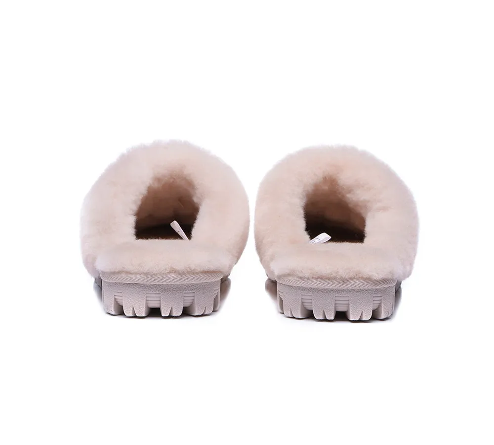 UGG Double Face Sheepskin Wool Scuff Slippers Waffle