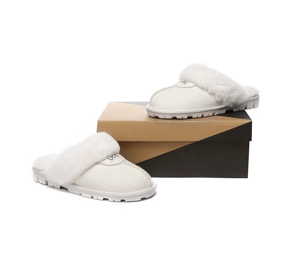 UGG Double Face Sheepskin Wool Scuff Slippers Waffle