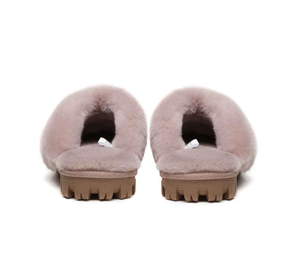 UGG Double Face Sheepskin Wool Scuff Slippers Waffle