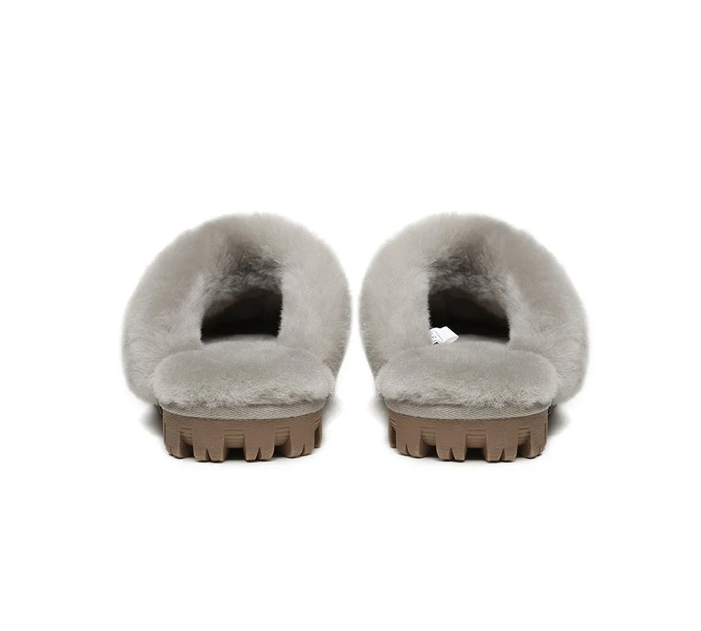 UGG Double Face Sheepskin Wool Scuff Slippers Waffle