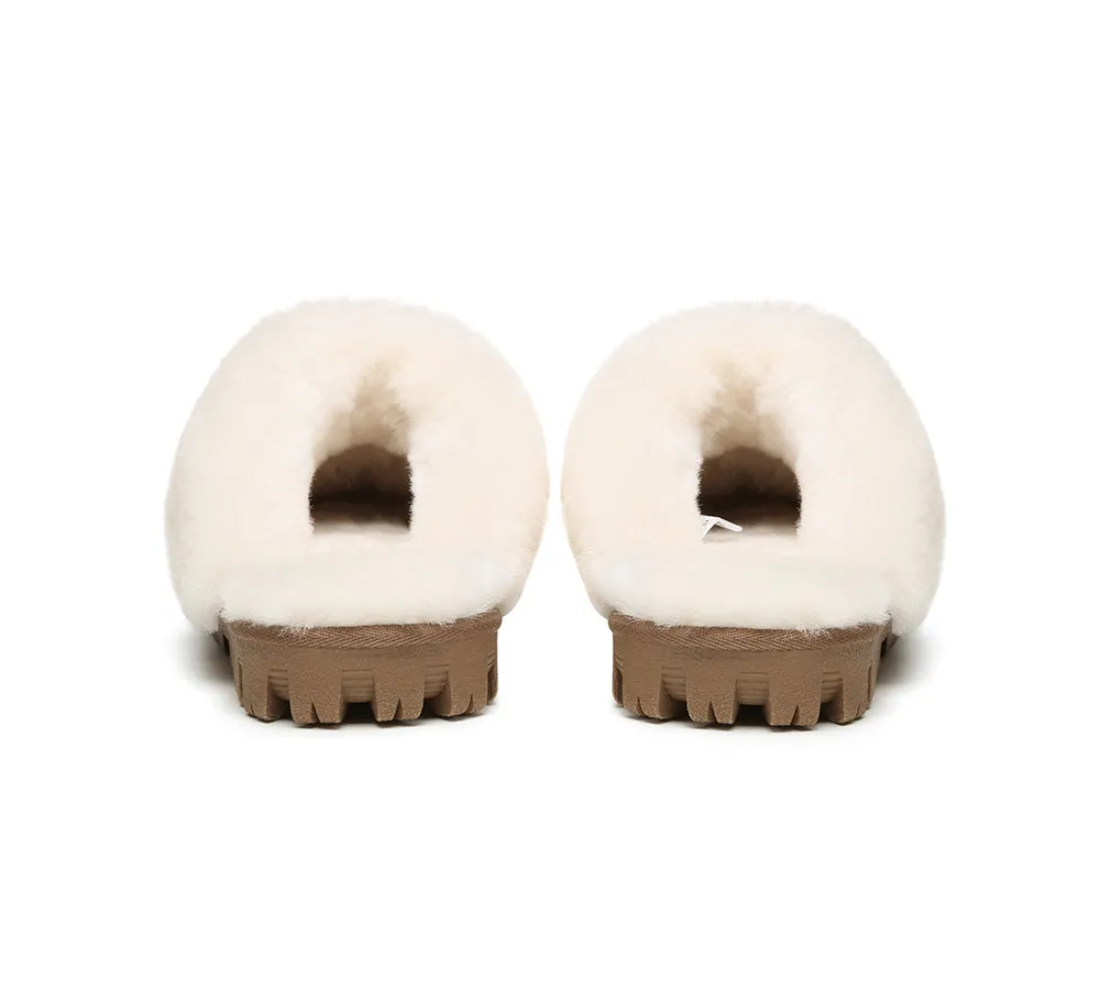 UGG Double Face Sheepskin Wool Scuff Slippers Waffle