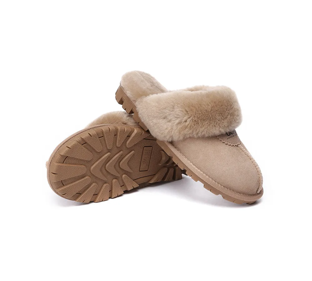 UGG Double Face Sheepskin Wool Scuff Slippers Waffle