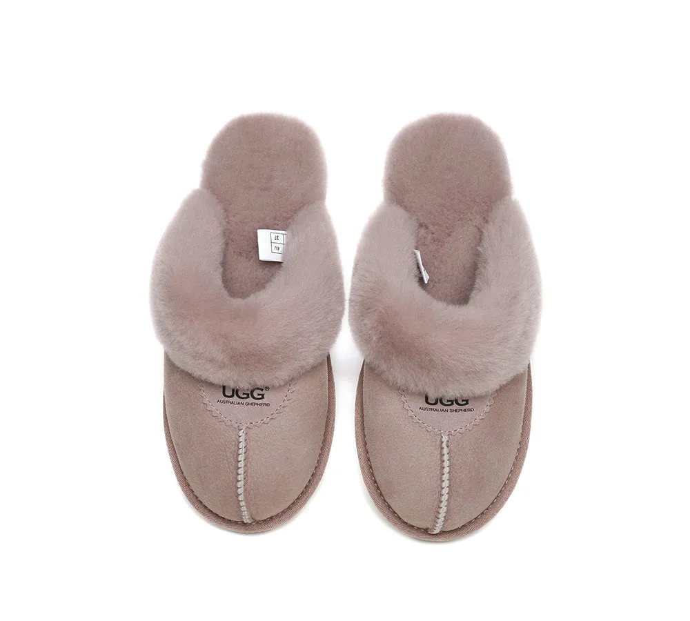 UGG Double Face Sheepskin Wool Scuff Slippers Waffle