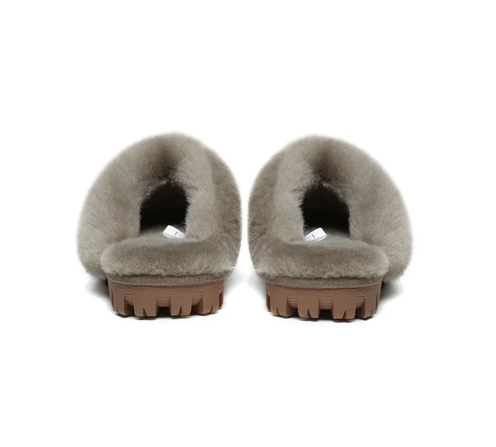 UGG Double Face Sheepskin Wool Scuff Slippers Waffle
