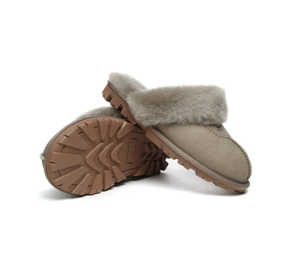 UGG Double Face Sheepskin Wool Scuff Slippers Waffle