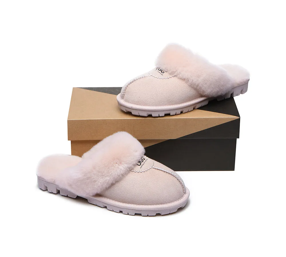 UGG Double Face Sheepskin Wool Scuff Slippers Waffle