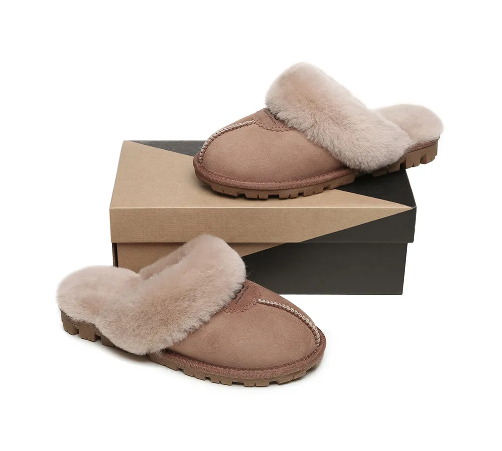 UGG Double Face Sheepskin Wool Scuff Slippers Waffle