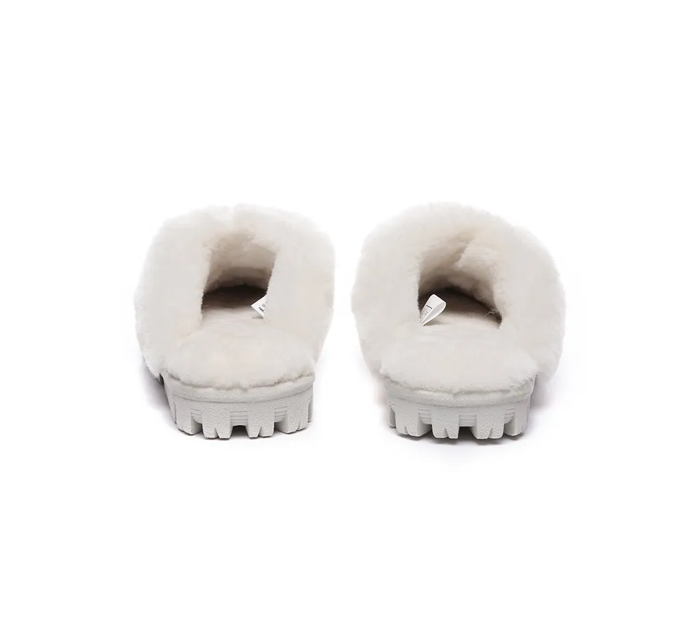 UGG Double Face Sheepskin Wool Scuff Slippers Waffle