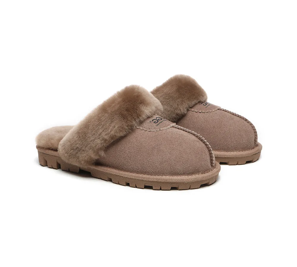 UGG Double Face Sheepskin Wool Scuff Slippers Waffle